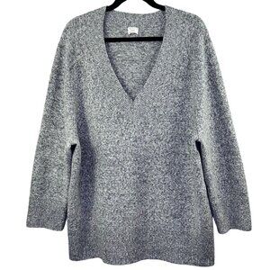 a new day Women's V-Neck Sweater Gray Cotton/Acrylic Blend Size L